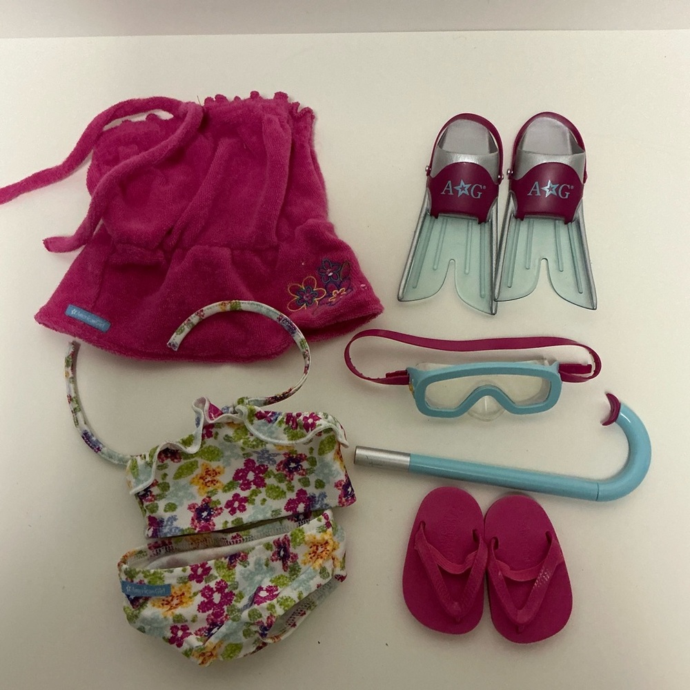American Girl Doll Floral Swim Set with Snorkel Accessories